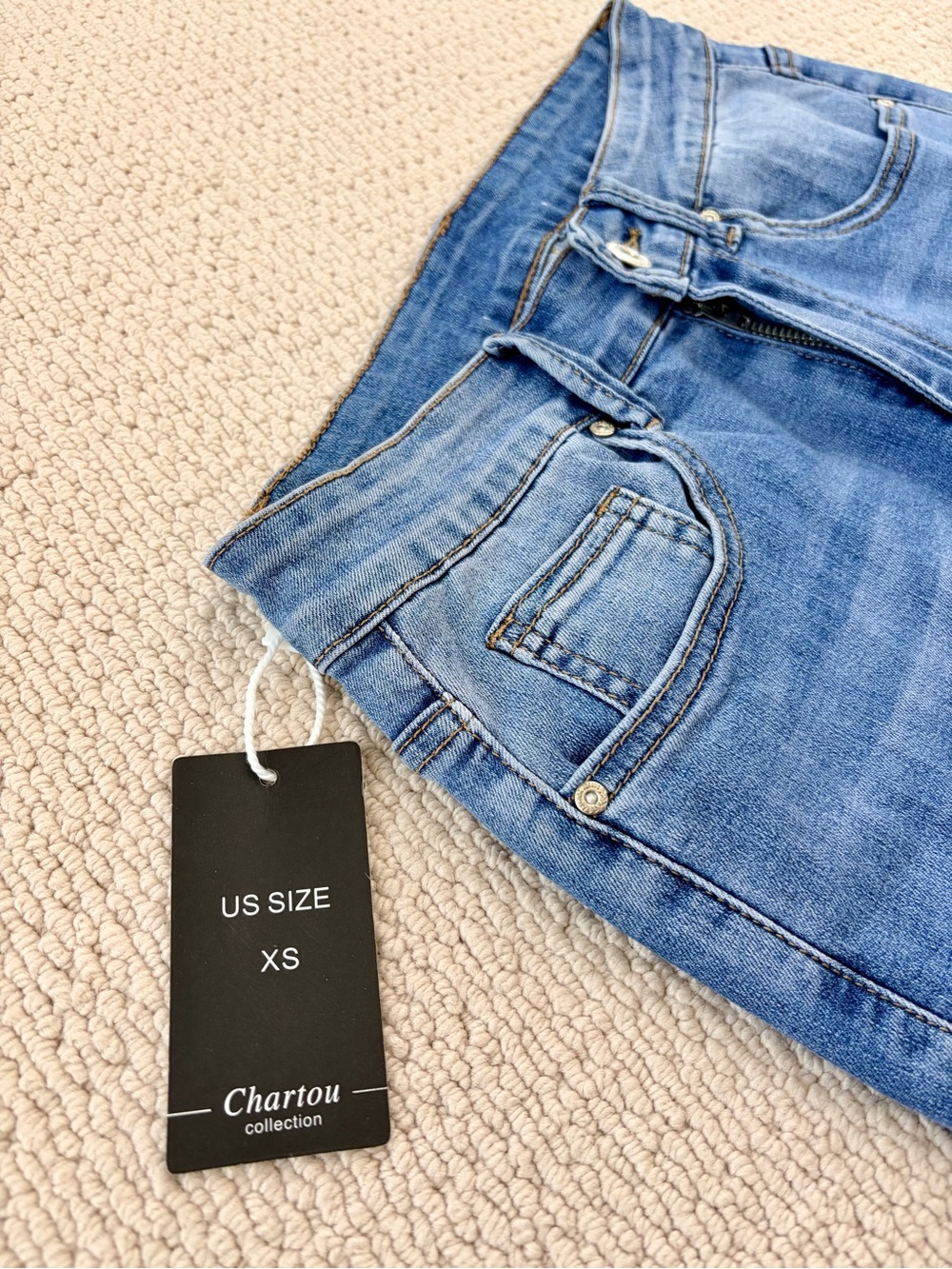 Chartou High-Rise Blue Embroidered Flare Jeans Size XS - Picture 4 of 7